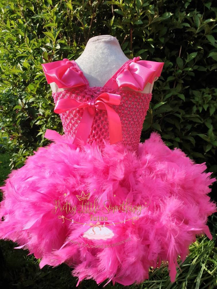 Flamingo pink feather tutu dress, hot ...